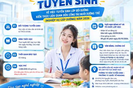 CHIÊU SINH LỚP BỒI DƯỠNG KIẾN THỨC LIÊN QUAN ĐẾN CÔNG TÁC NUÔI DƯỠNG TRẺ – NGHIỆP VỤ CẤP DƯỠNG NĂM 2026