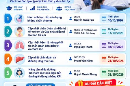 THÔNG BÁO LỊCH ĐÀO TẠO CẬP NHẬT KIẾN THỨC Y KHOA LIÊN TỤC (CME) THÁNG 10/2026