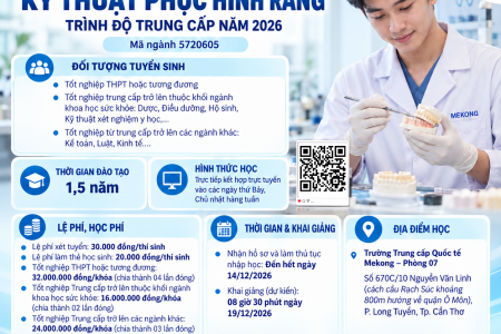 THÔNG BÁO Về việc tuyển sinh ngành Kỹ thuật phục hình răng trình độ trung cấp năm 2026