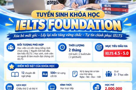 Tuyển sinh khóa học IELTS Foundation tại Cần Thơ – Xây nền tảng vững chắc, tự tin chinh phục IELTS